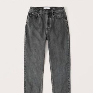 Abercrombie High Rise Mom Jeans in Washed Black